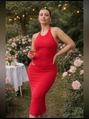 Anthropologie NWT Slinky Knit Halter Dress size XL.